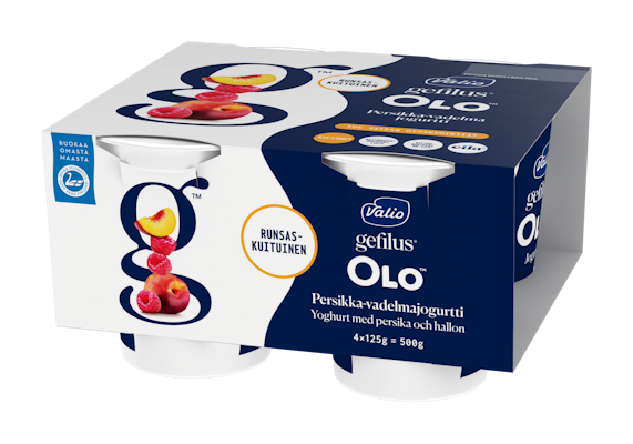 Valio Gefilus OLO jogurtti 4x125 g persikka-vadelma laktoositon