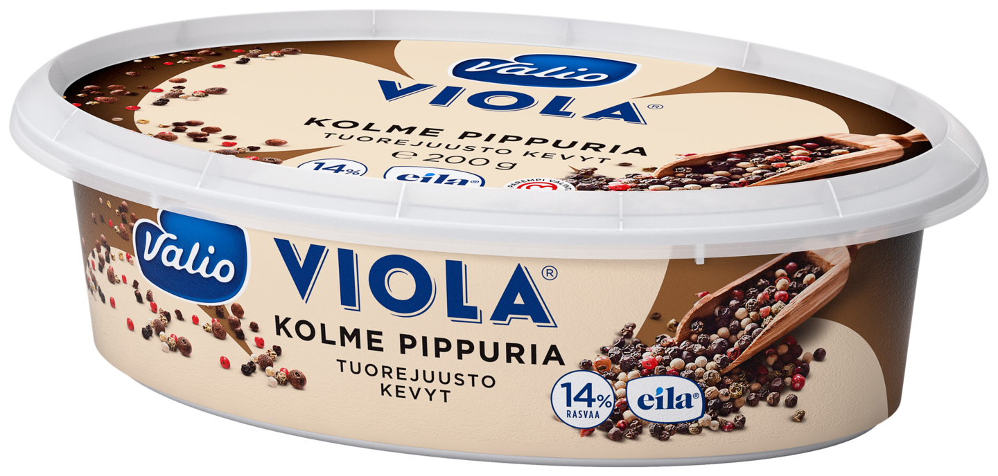Valio Viola® kevyt 200 g kolme pippuria tuorejuusto laktoositon