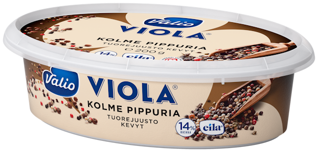 Valio Viola® kevyt 200 g kolme pippuria tuorejuusto laktoositon