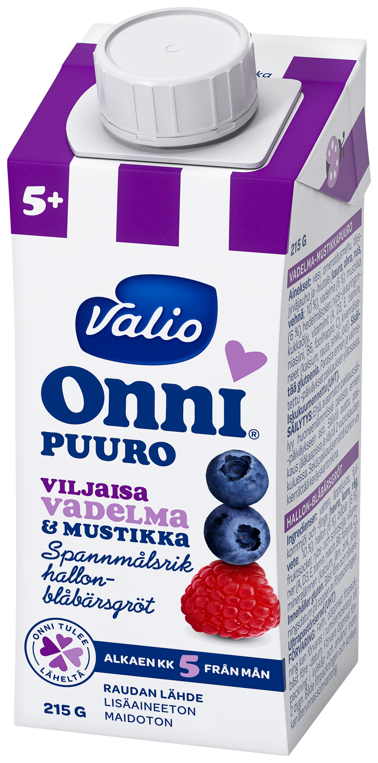 Valio Onni vadelma-mustikkapuuro 215g 5kk UHT