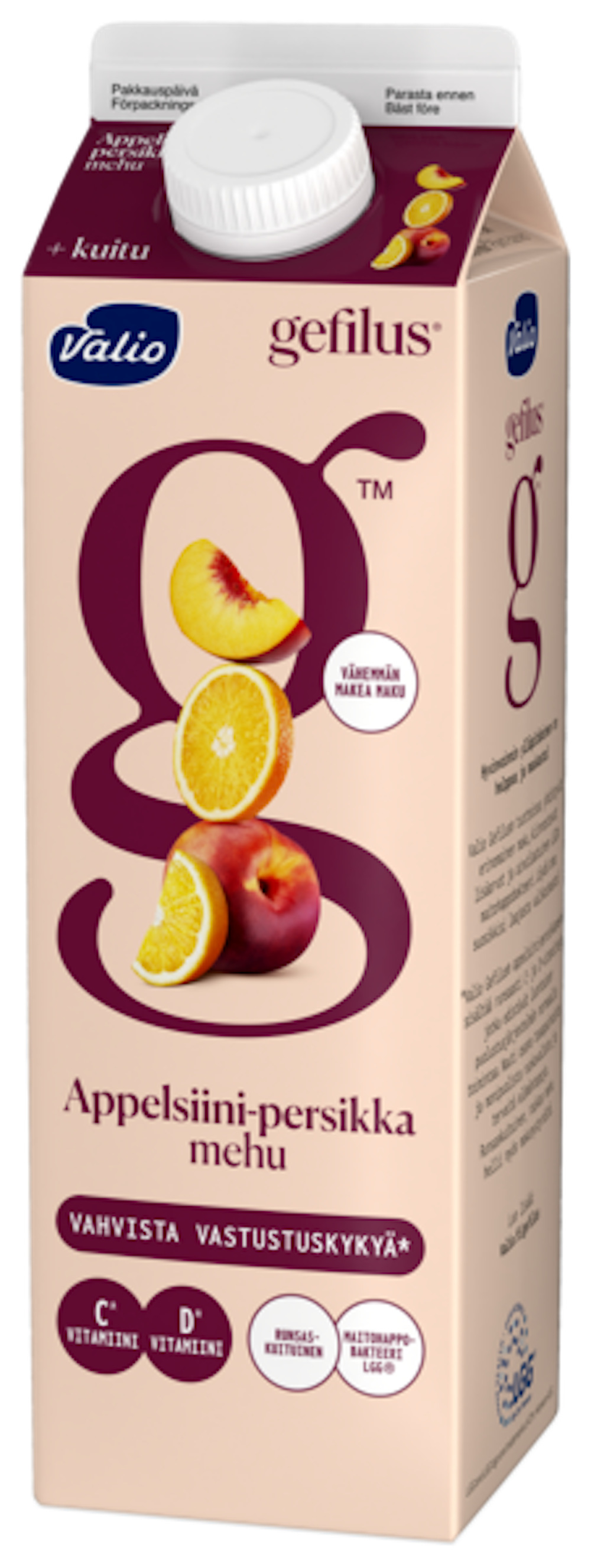Valio Gefilus® mehu 1 l appelsiini-persikka+kuitu — HoReCa-tukku Kespro