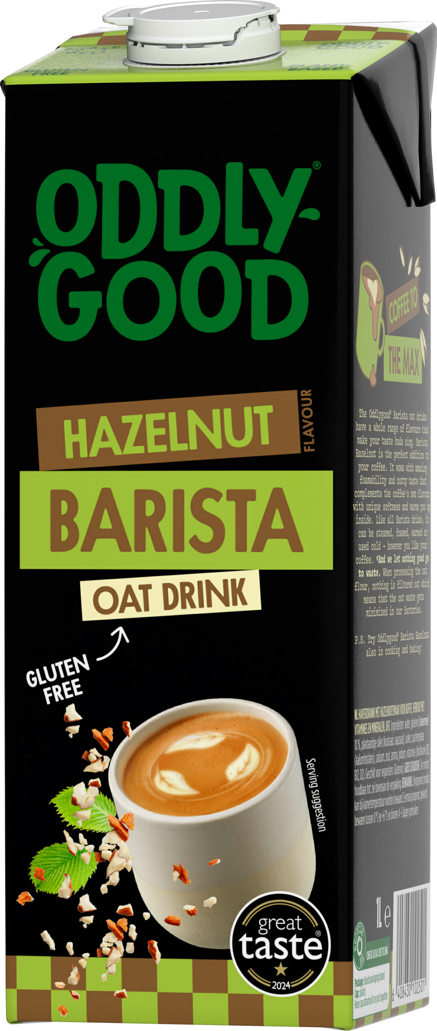 Oddlygood Barista kaurajuoma 1l hasselpähkinä gluteeniton UHT