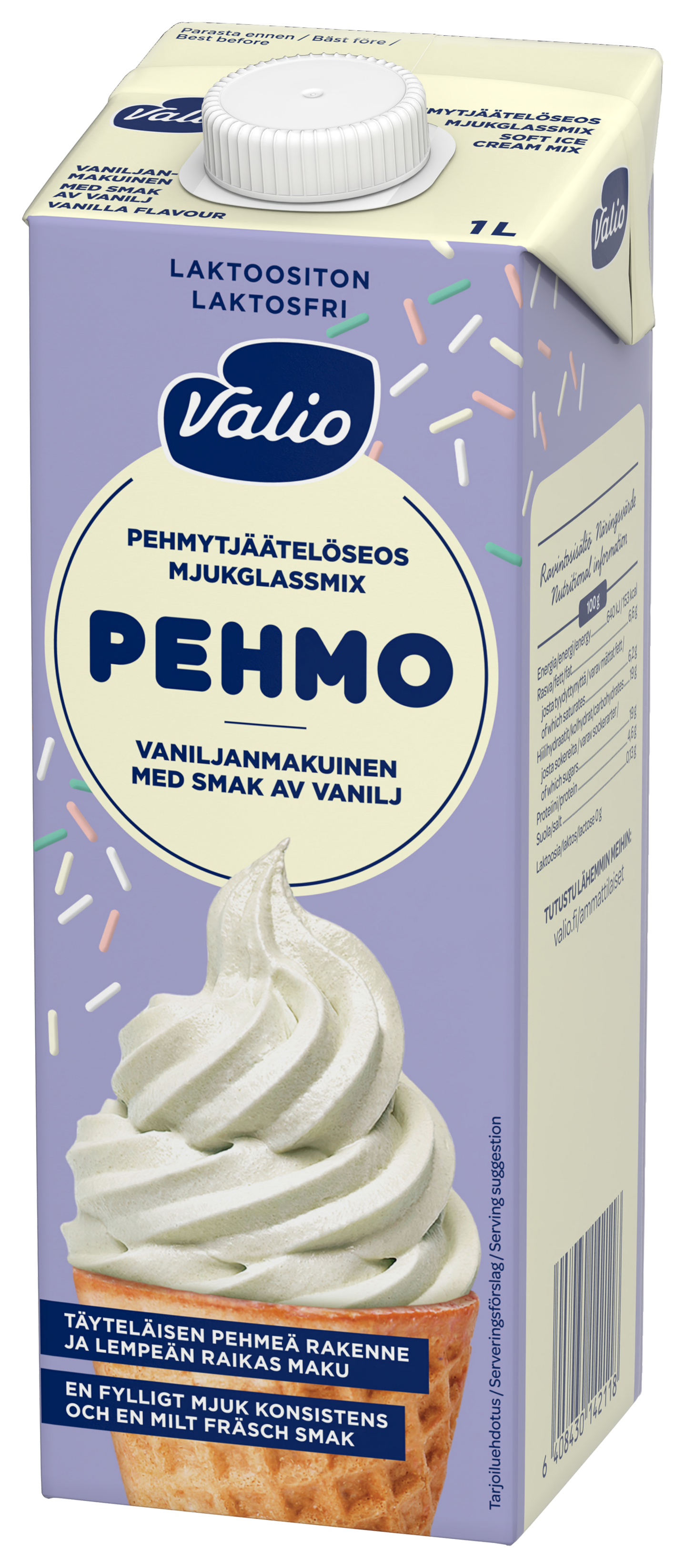 Valio Pehmo pehmytjäätelöseos vanilja 1l UHT laktoositon