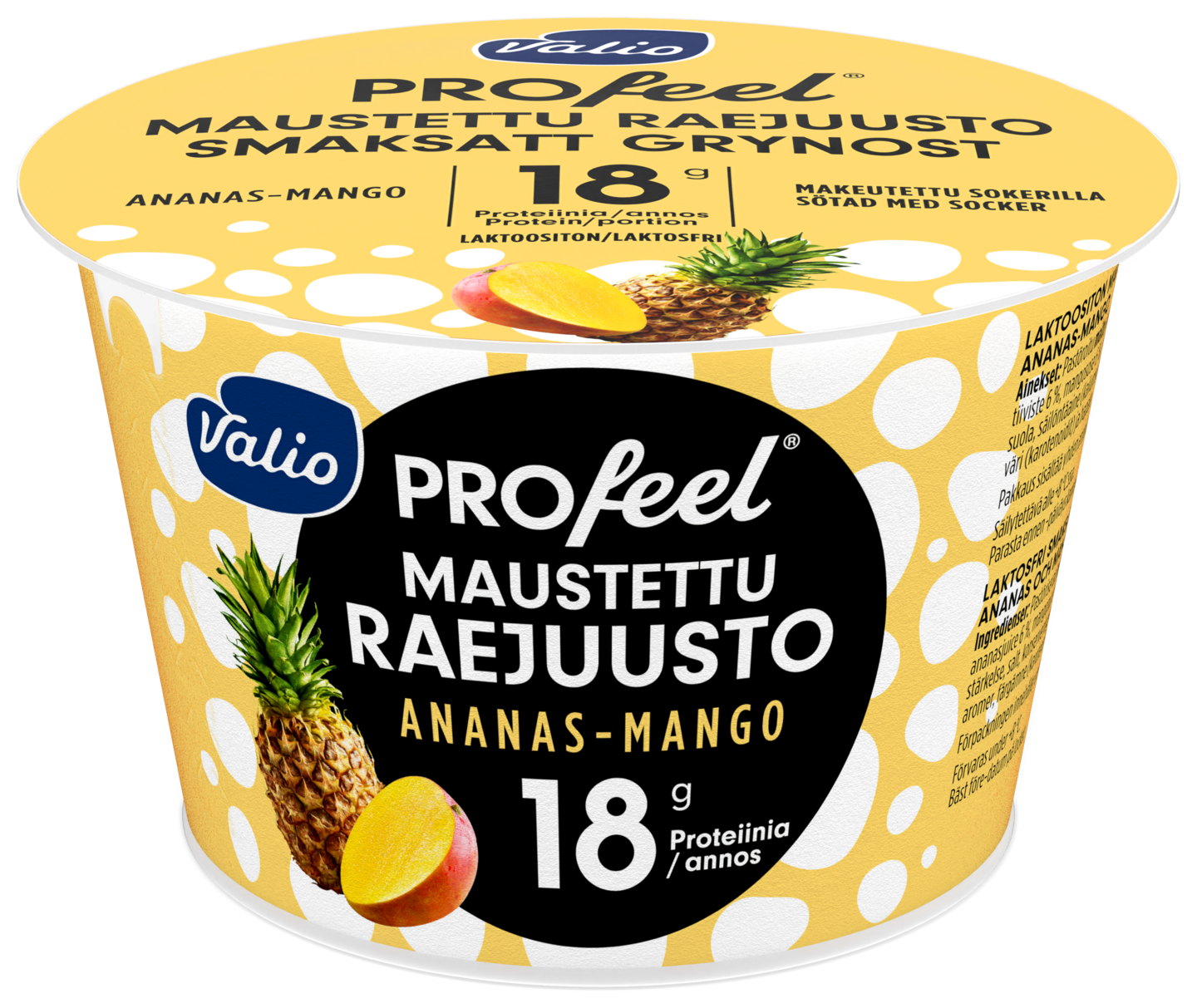 Valio PROfeel maustettu raejuusto 170g ananas-mango laktoositon