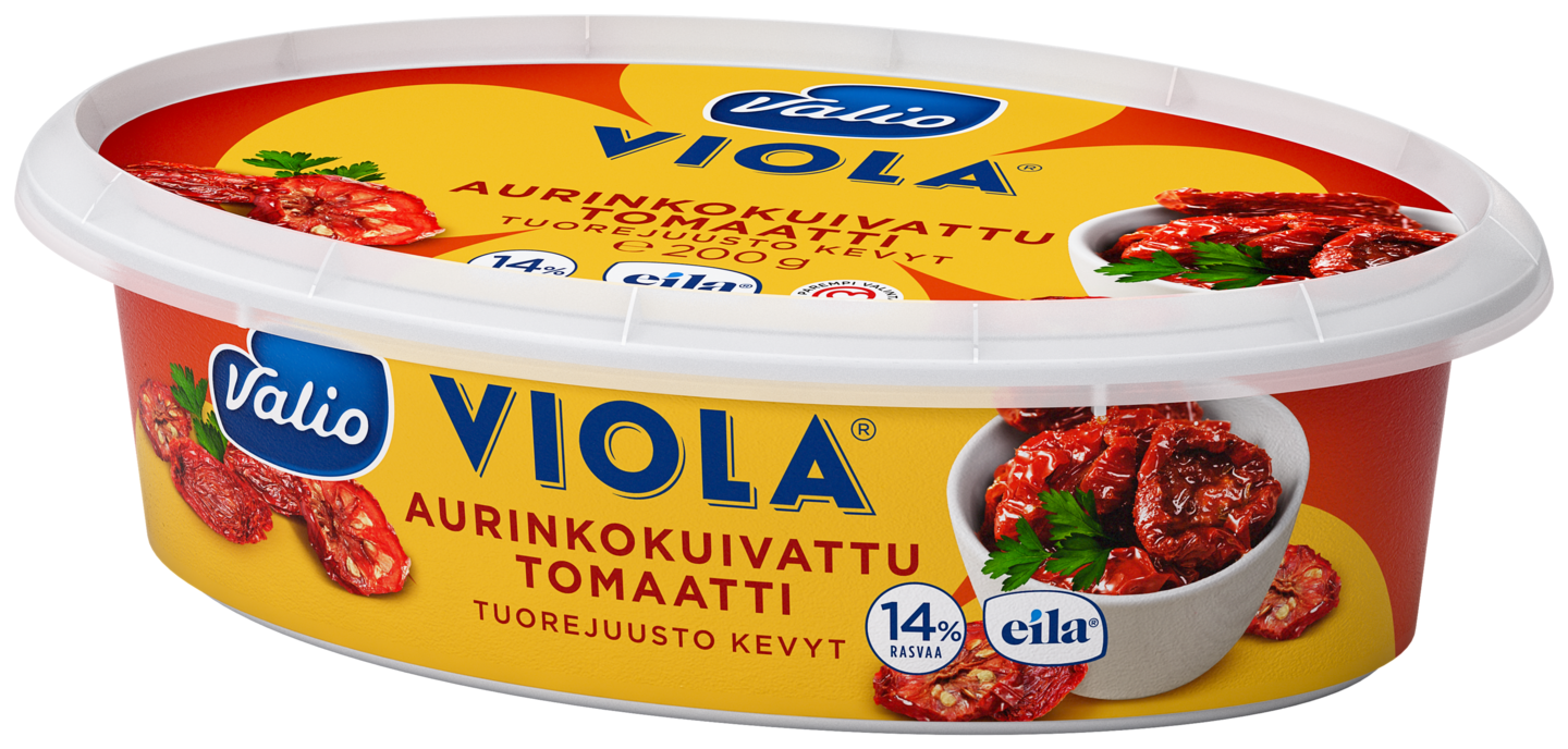 Valio Viola kevyt e200 g aurinkokuivattu tomaatti tuorejuusto laktoositon