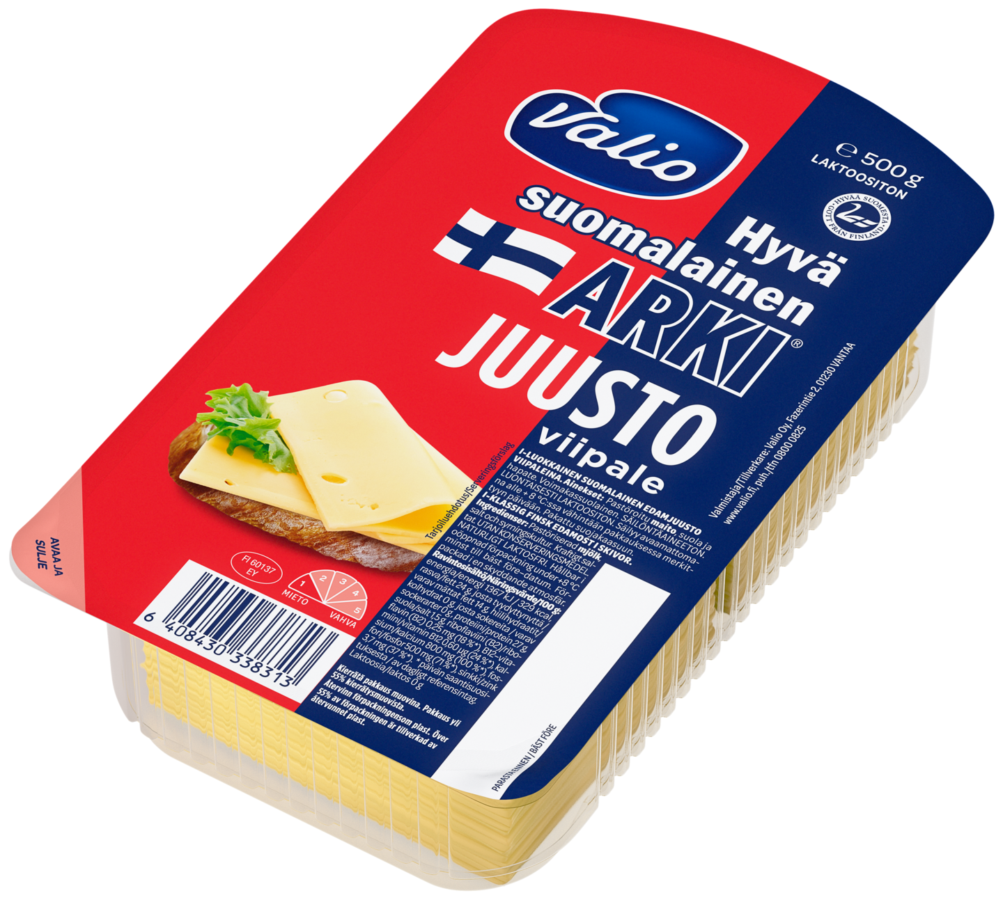 Valio Hyvä suomalainen Arki™juustoviipale 500 g n.36 kpl/pak