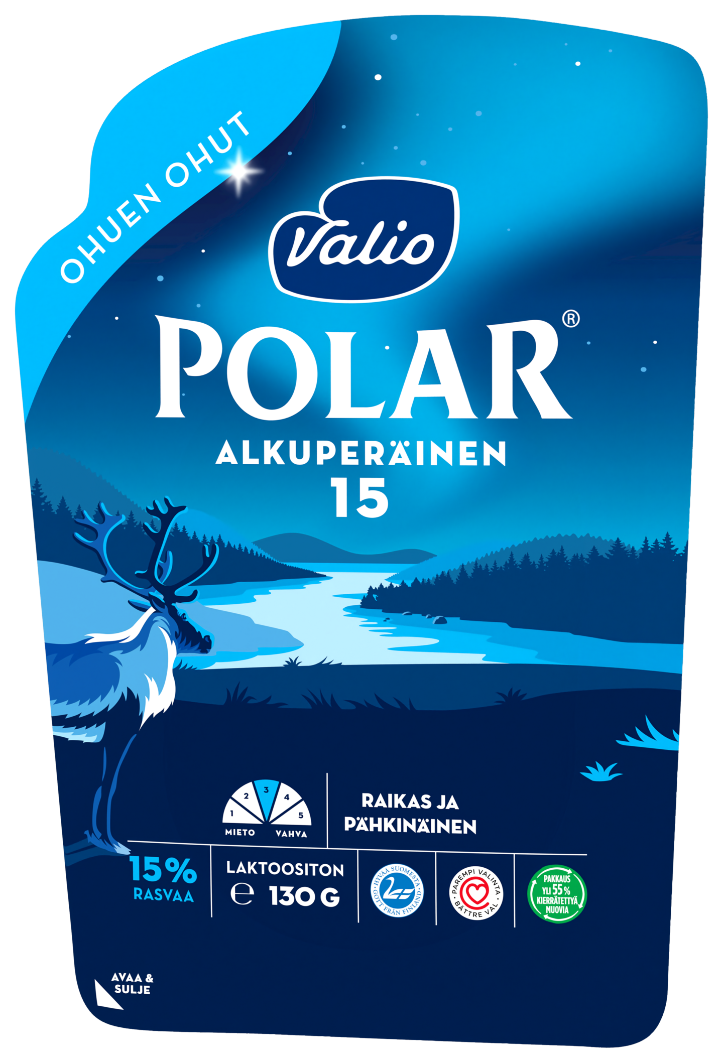 Valio Polar Alkuperäinen 15 % ohuen ohut 130 g viipale