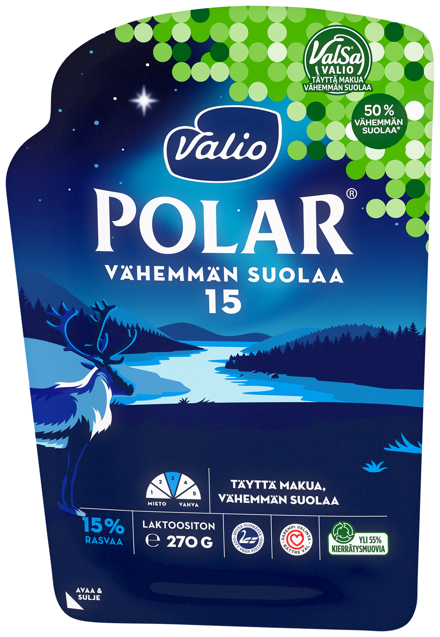 Valio Polar 15 % vähemmän suolaa 270 g viipale