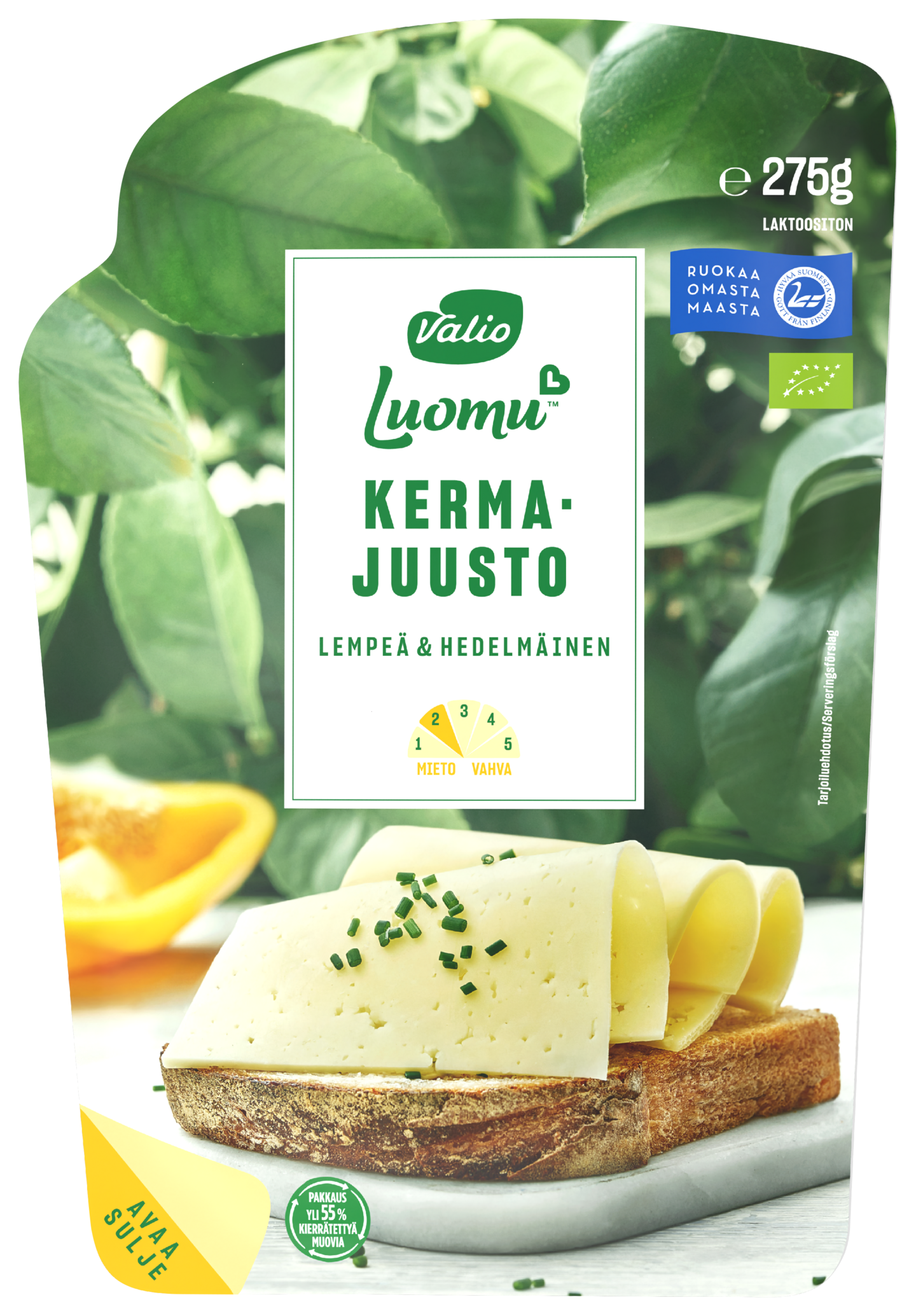 Valio Luomu kermajuusto 275g viipale