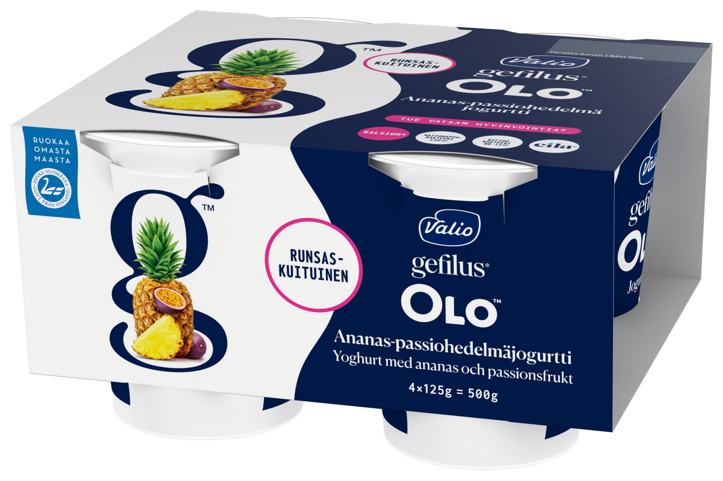 Valio Gefilus OLO jogurtti 4x125g ananas-passio laktoositon | K-Ruoka  Verkkokauppa