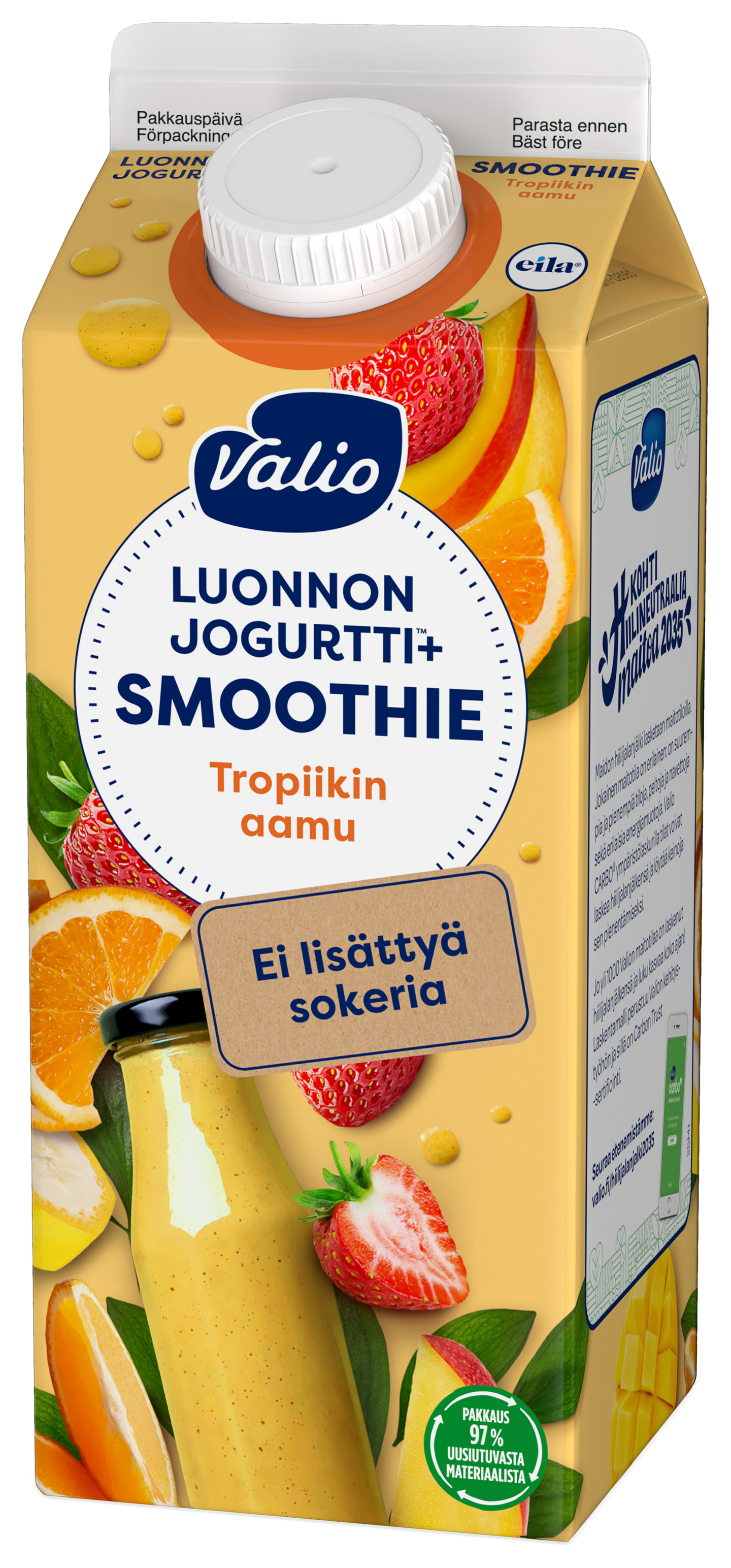 Valio Luonnonjogurtti+ smoothie 0,75l tropiikin aamu ei lisättyä sokeria, laktoositon