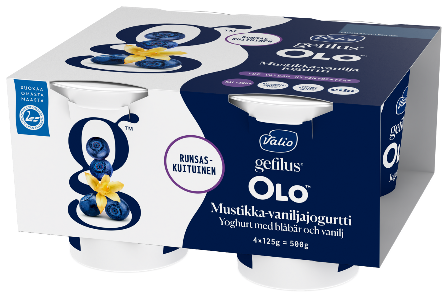 Valio Gefilus OLO jogurtti 4x125g mustikka-vanilja laktoositon