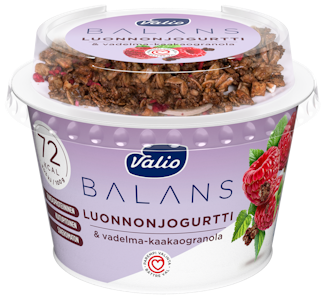 Valio Balans luonnonjogurtti ja vadelma-kaakaogranola 200g laktoositon