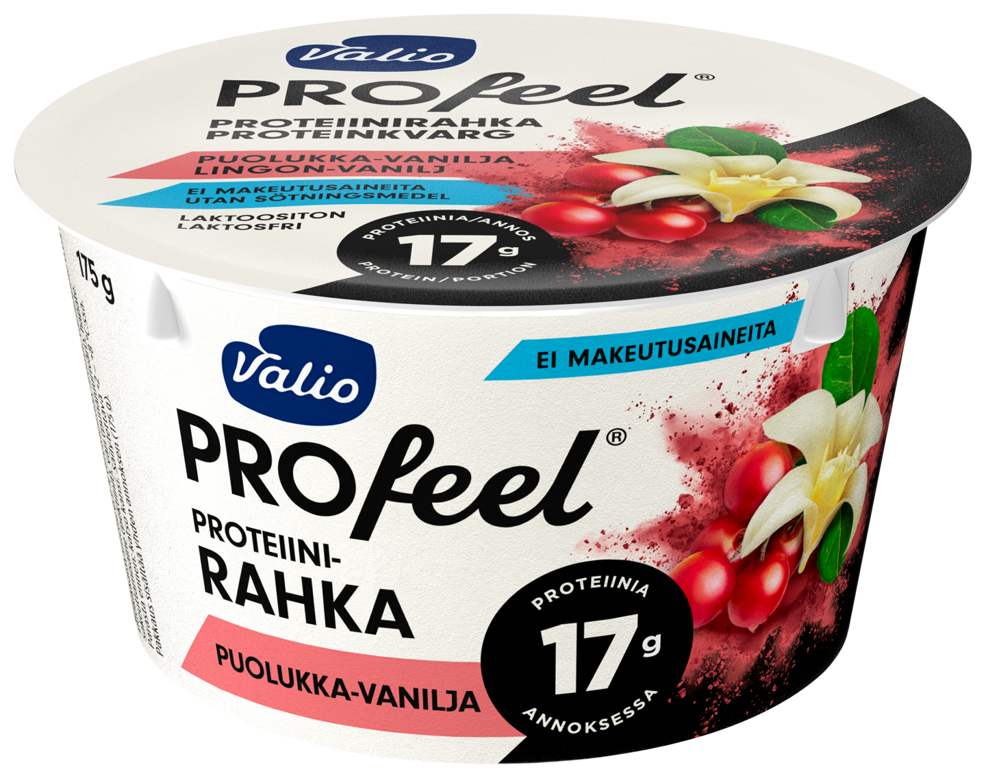 Valio PROfeel proteiinirahka 175 g puolukka-vanilja vähemmän hiilihydraatteja laktoositon