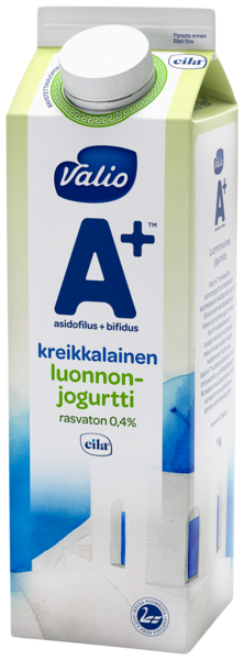 Valio A+ kreikkalainen luonnonjogurtti 1 kg rasvaton laktoositon
