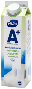 Valio A+ kreikkalainen luonnonjogurtti 1 kg rasvaton laktoositon