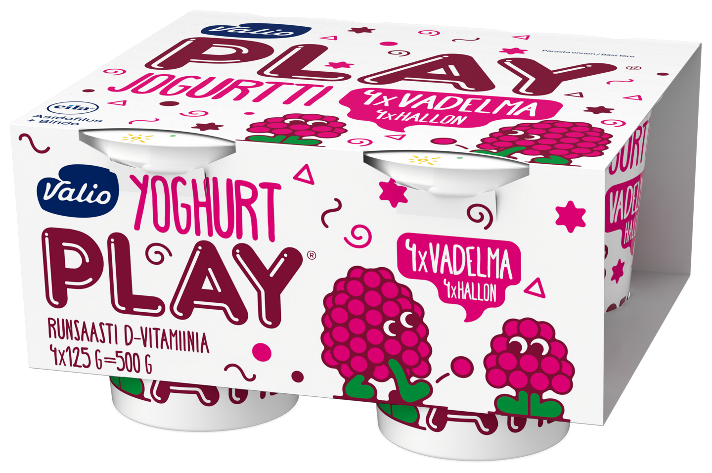 Valio Play jogurtti 4x125g vadelma laktoositon
