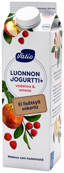 Valio Luonnonjogurtti+ 1kg vadelma&omena laktoositon