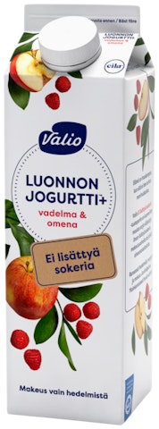 Valio Luonnonjogurtti+ 1kg vadelma&omena laktoositon