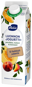 Valio Luonnonjogurtti+ 1kg persikka, meloni&banaani ei lisättyä sokeria, laktoositon