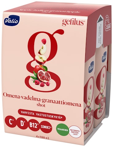 Valio Gefilus shot 4x100ml omena-vadelma-granaattiomena