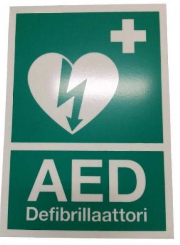 AED opastekyltti A4