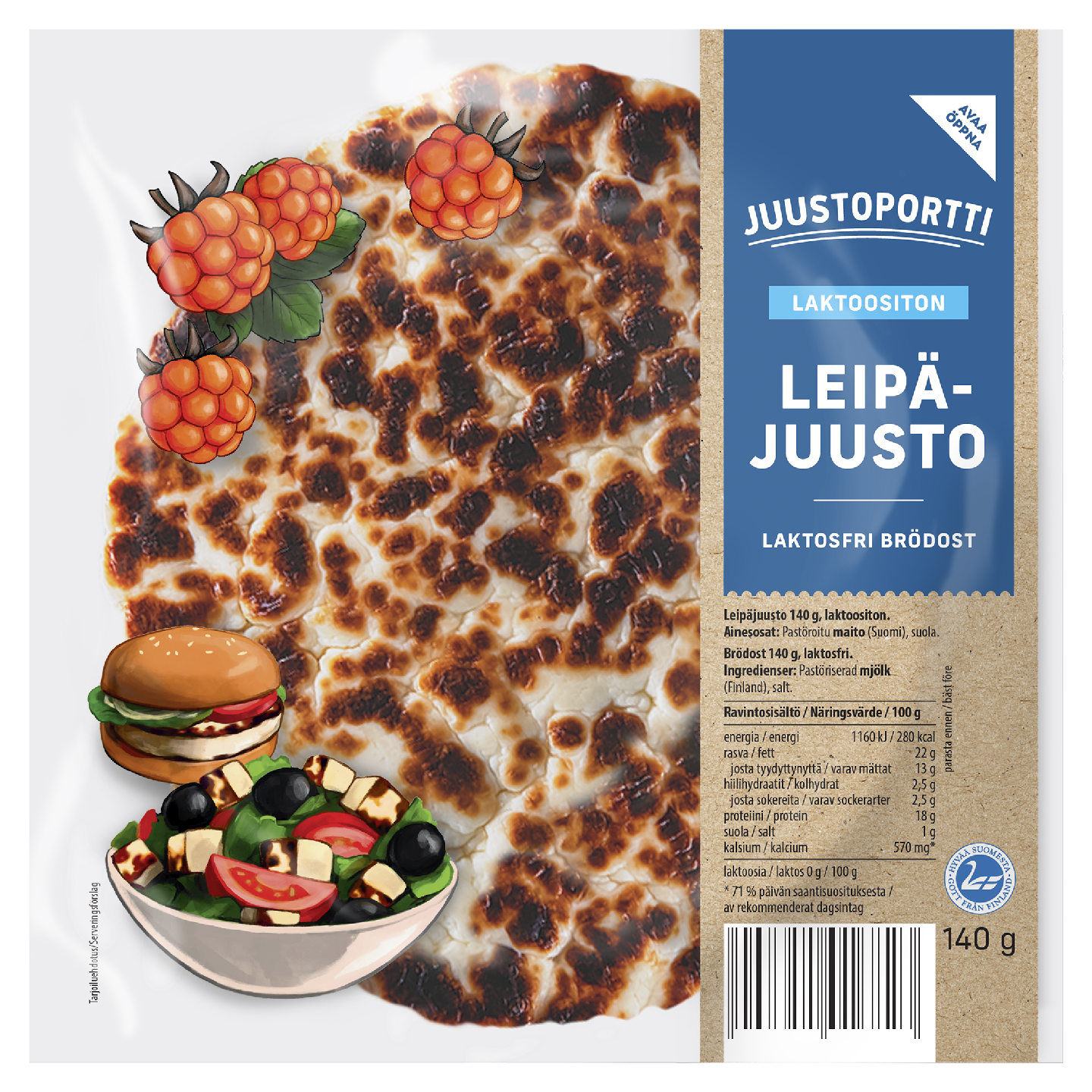 Juustoportti Leipäjuusto 140 g laktoositon