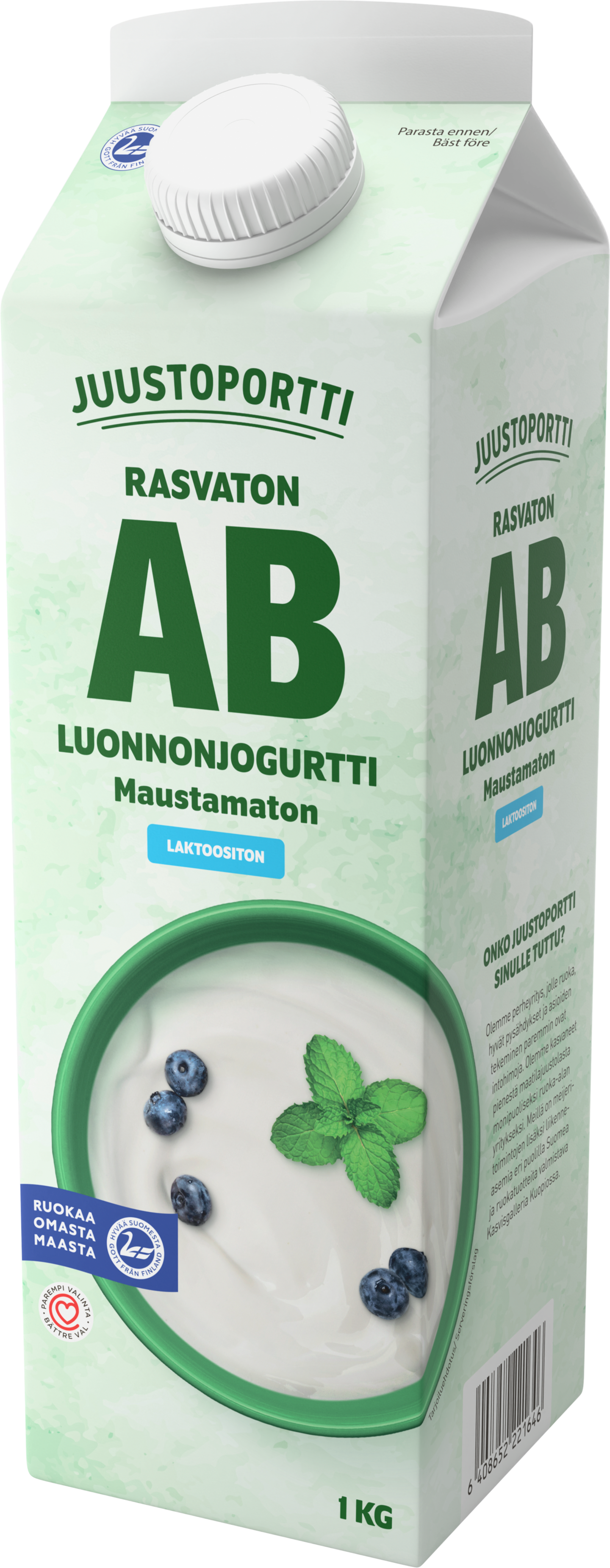 Juustoportti Rasvaton AB-jogurtti 1kg maustamaton laktoositon