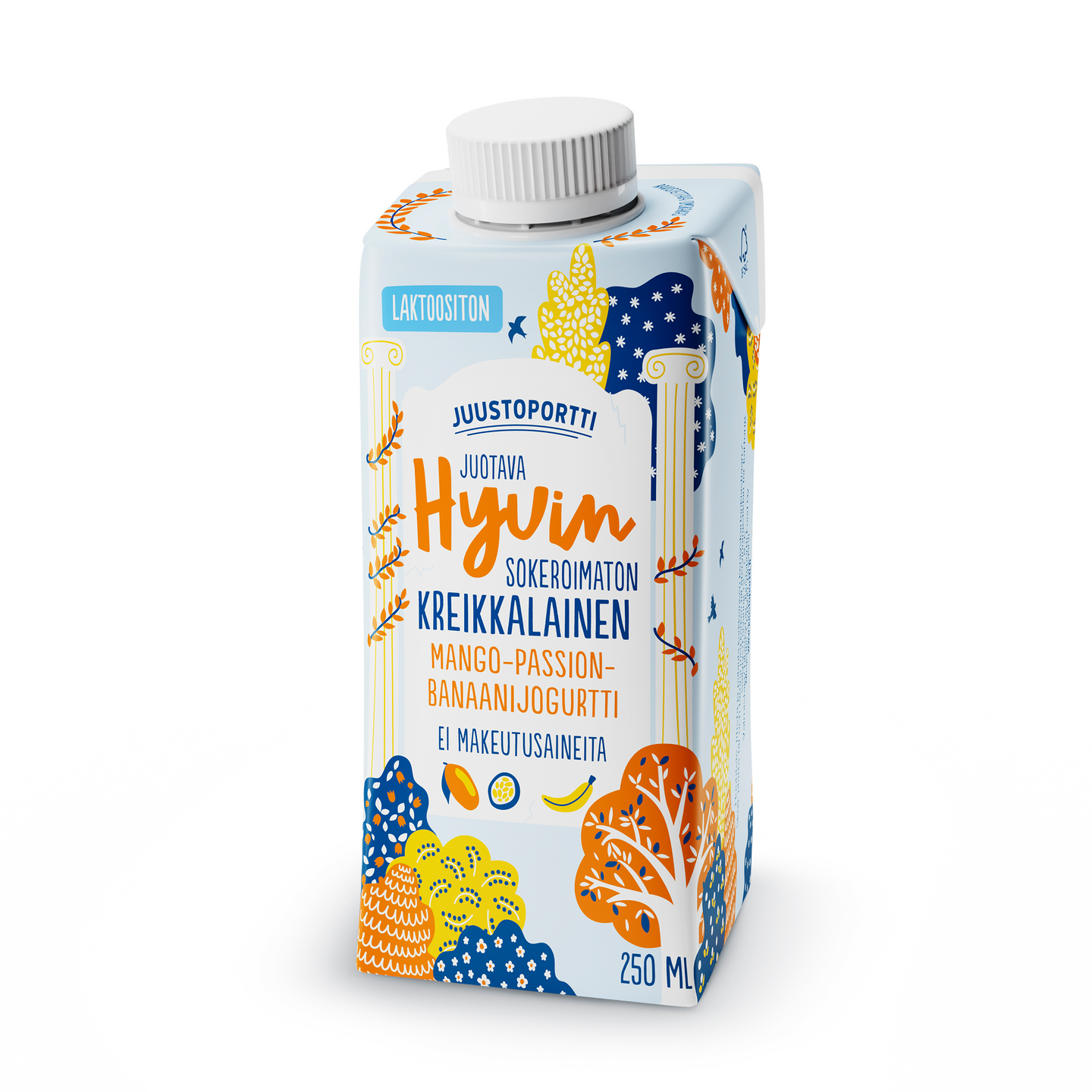 Juustoportti Hyvin sokeroimaton kreikkalainen juotava jogurtti 250ml mango-passion-banaani laktoosit
