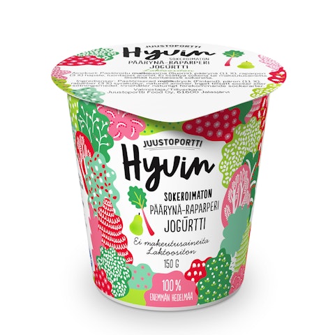 Juustoportti Hyvin sokeroimaton jogurtti 150 g päärynä-raparperi laktoositon