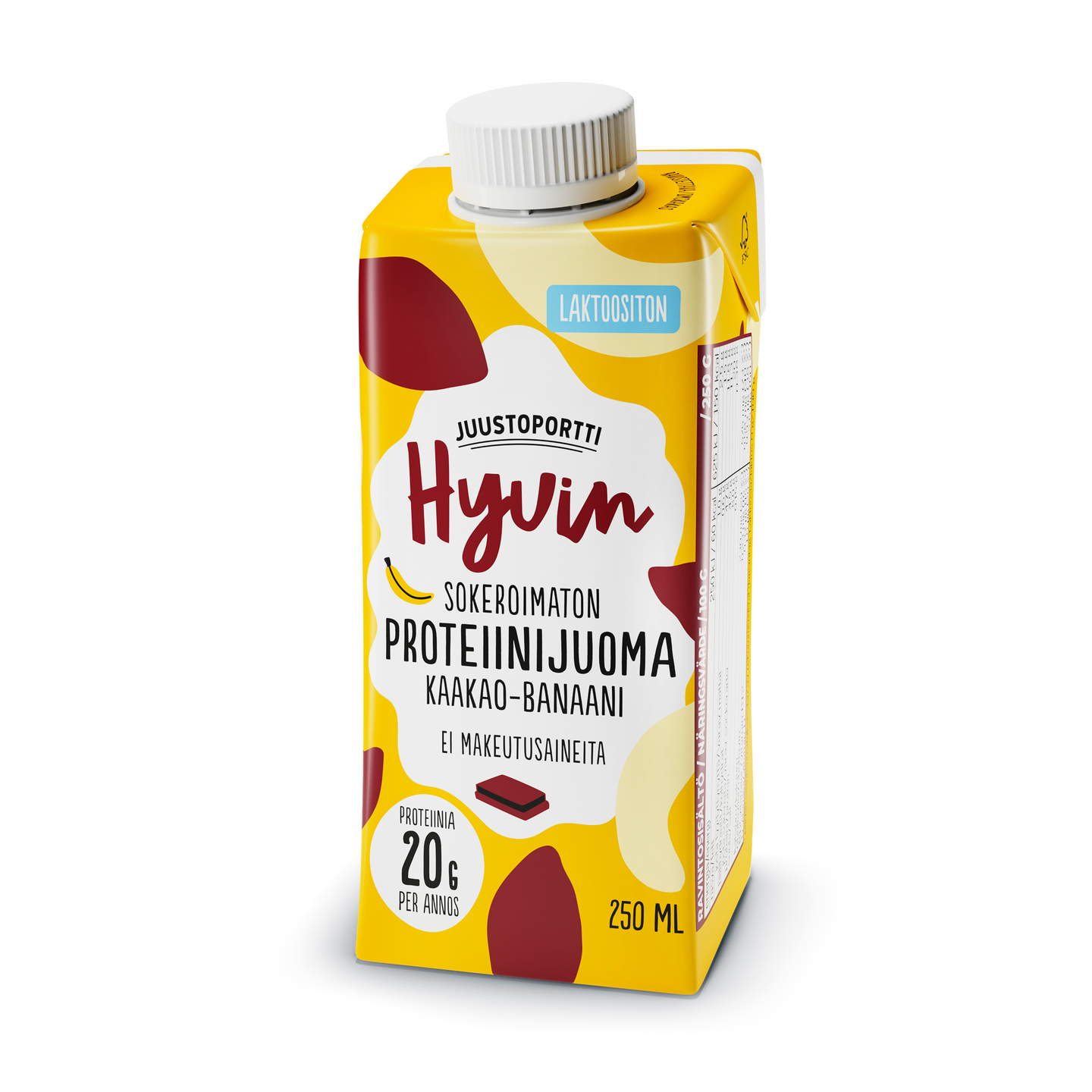 Juustoportti Hyvin sokeroimaton proteiinijuoma 250ml kaakao-banaani laktoositon