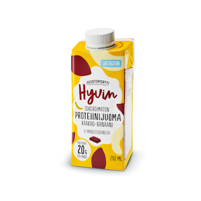 Juustoportti Hyvin sokeroimaton proteiinijuoma 250ml kaakao-banaani laktoositon