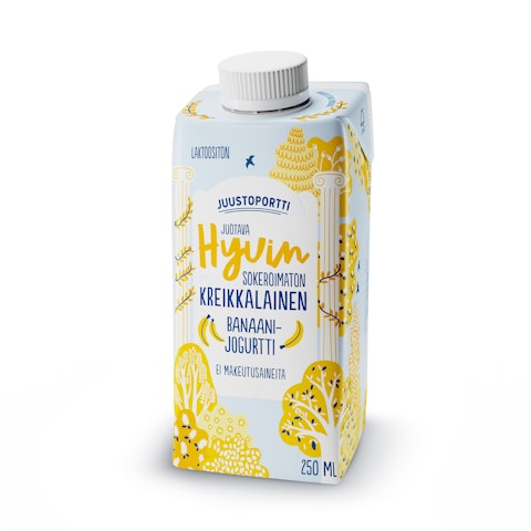 Juustoportti Hyvin sokeroimaton kreikkalainen juotava jogurtti 250ml banaani laktoositon