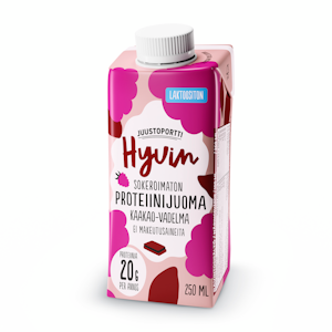 Juustoportti Hyvin sokeroimaton proteiinijuoma 250ml kaakao-vadelma laktoositon