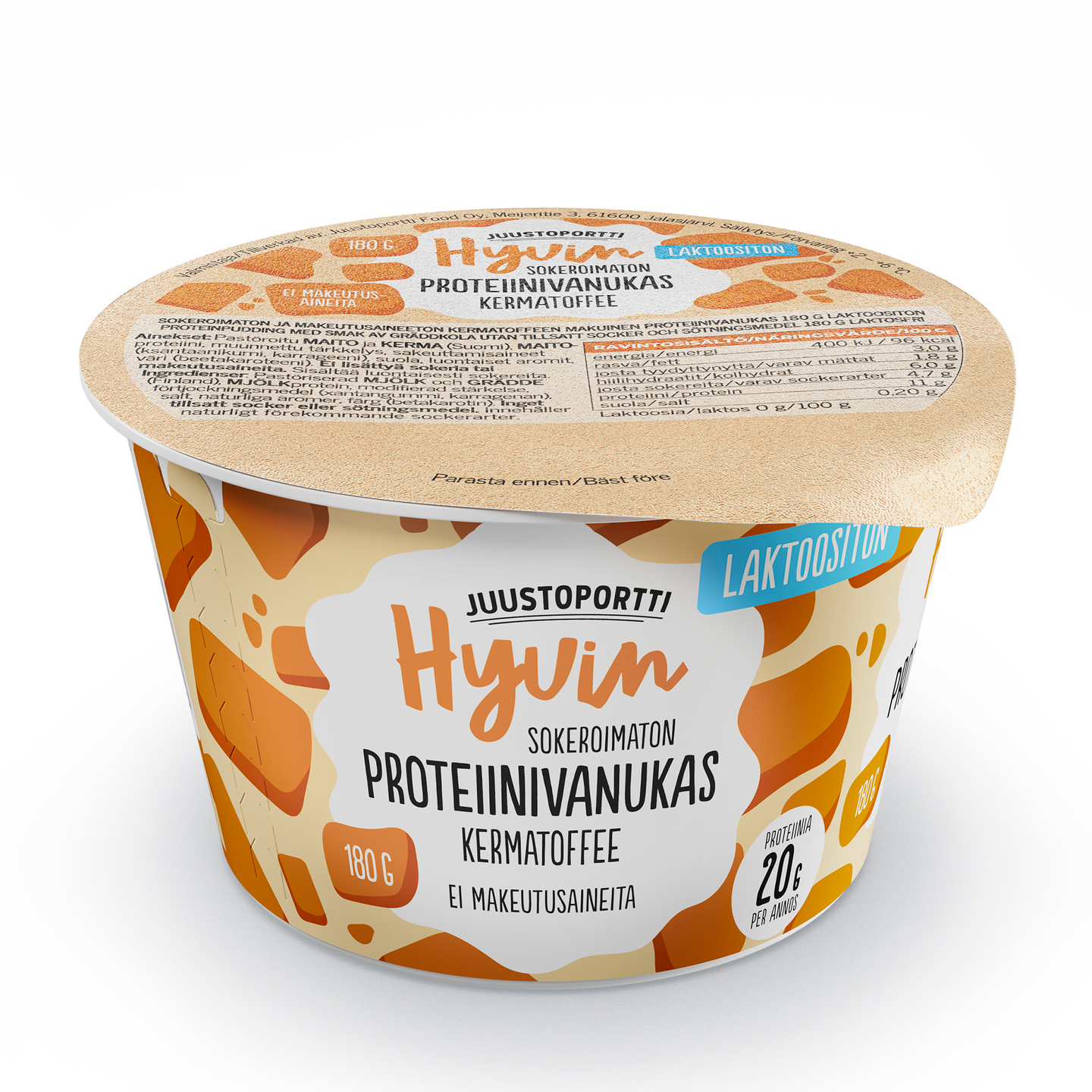 Juustoportti Hyvin sokeroimaton proteiinivanukas 180g kermatoffee laktoositon