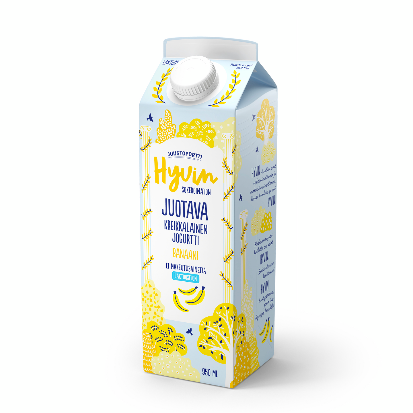 Juustoportti Hyvin sokeroimaton kreikkalainen juotava jogurtti 950ml banaani laktoositon