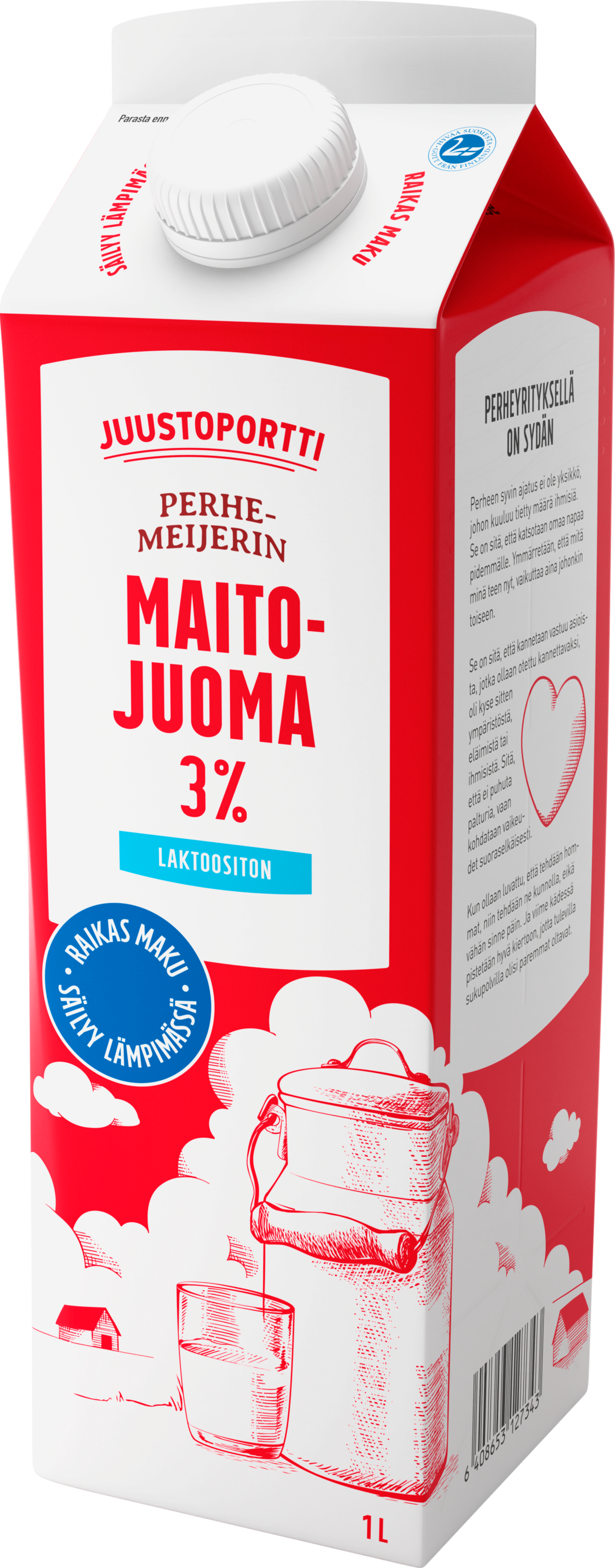 Juustoportti maitojuoma 3% 1l laktoositon UHT