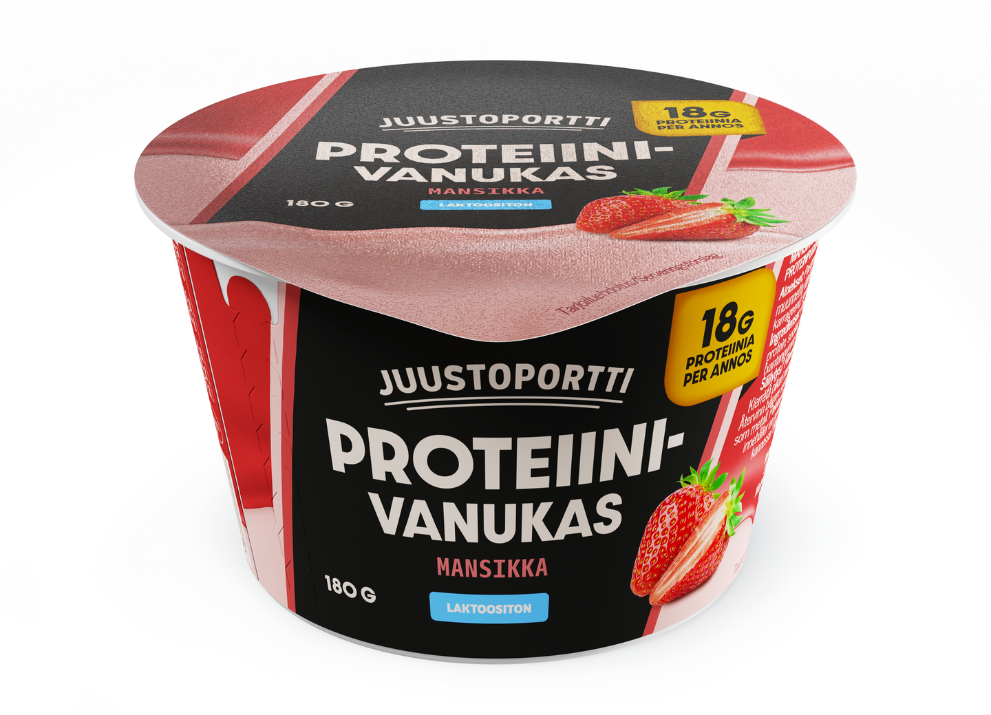 Juustoportti proteiinivanukas 180g mansikka laktoositon