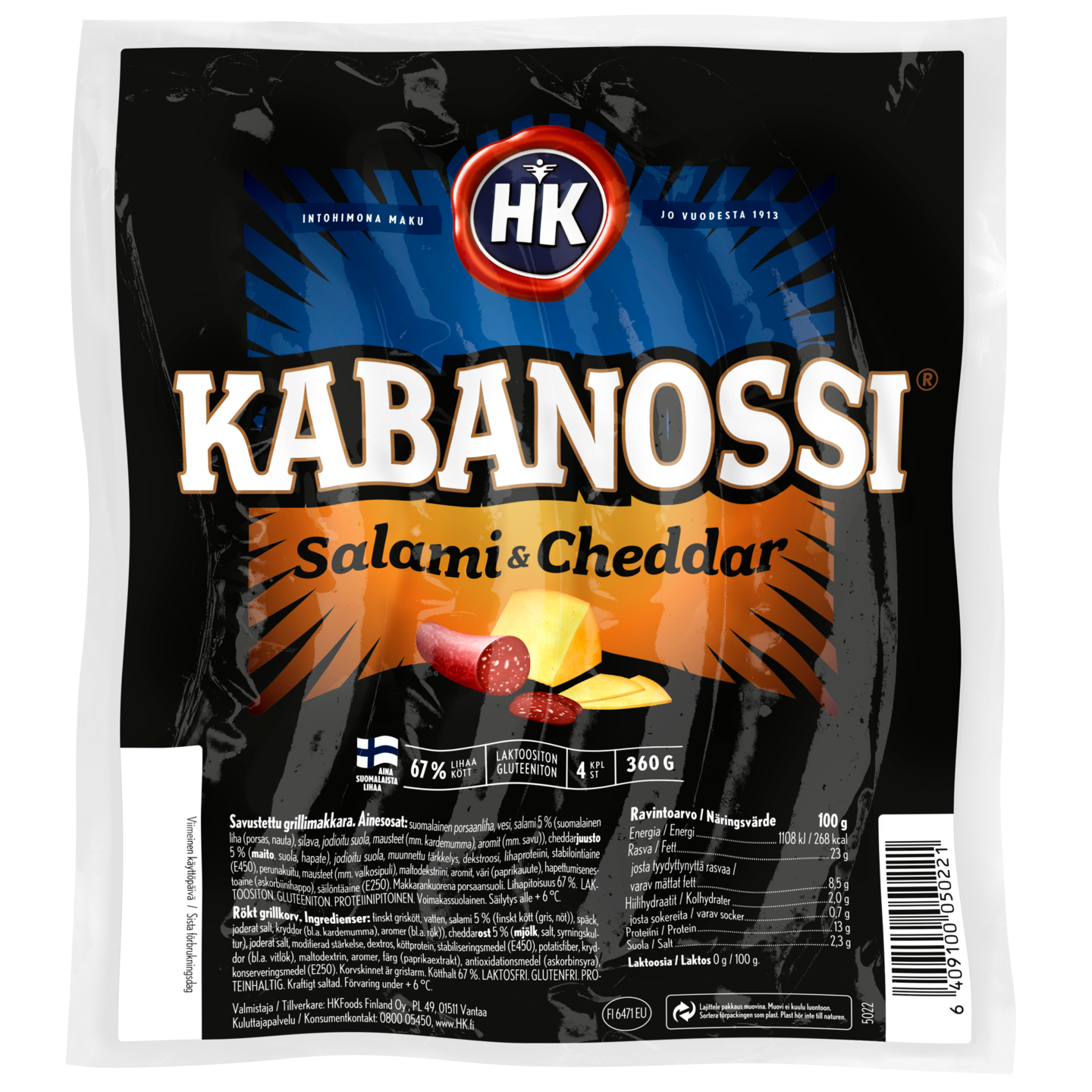 HK Kabanossi 360g salami&cheddar