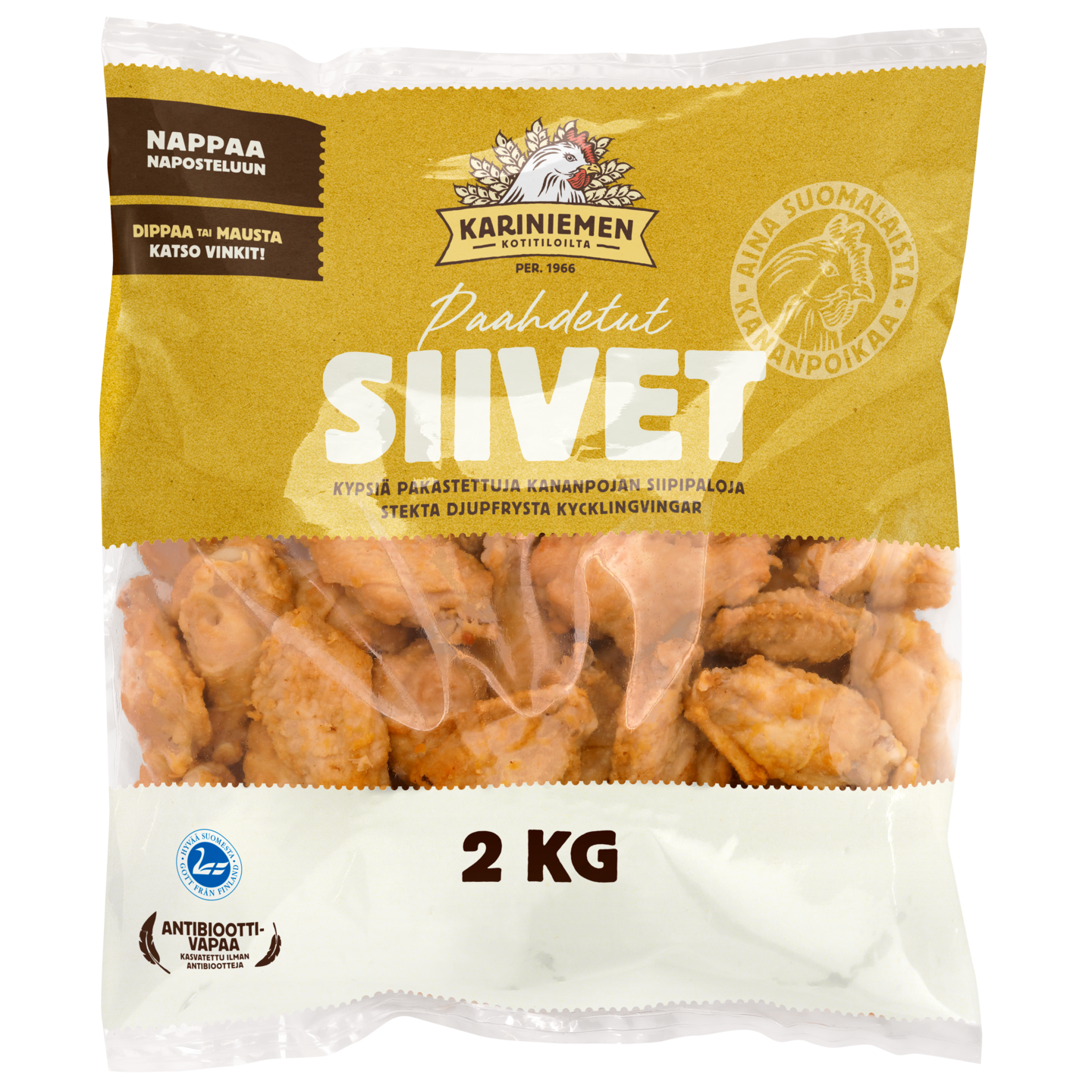 Kariniemen kananpojan Paahdetut siivet 2kg kypsä pakaste