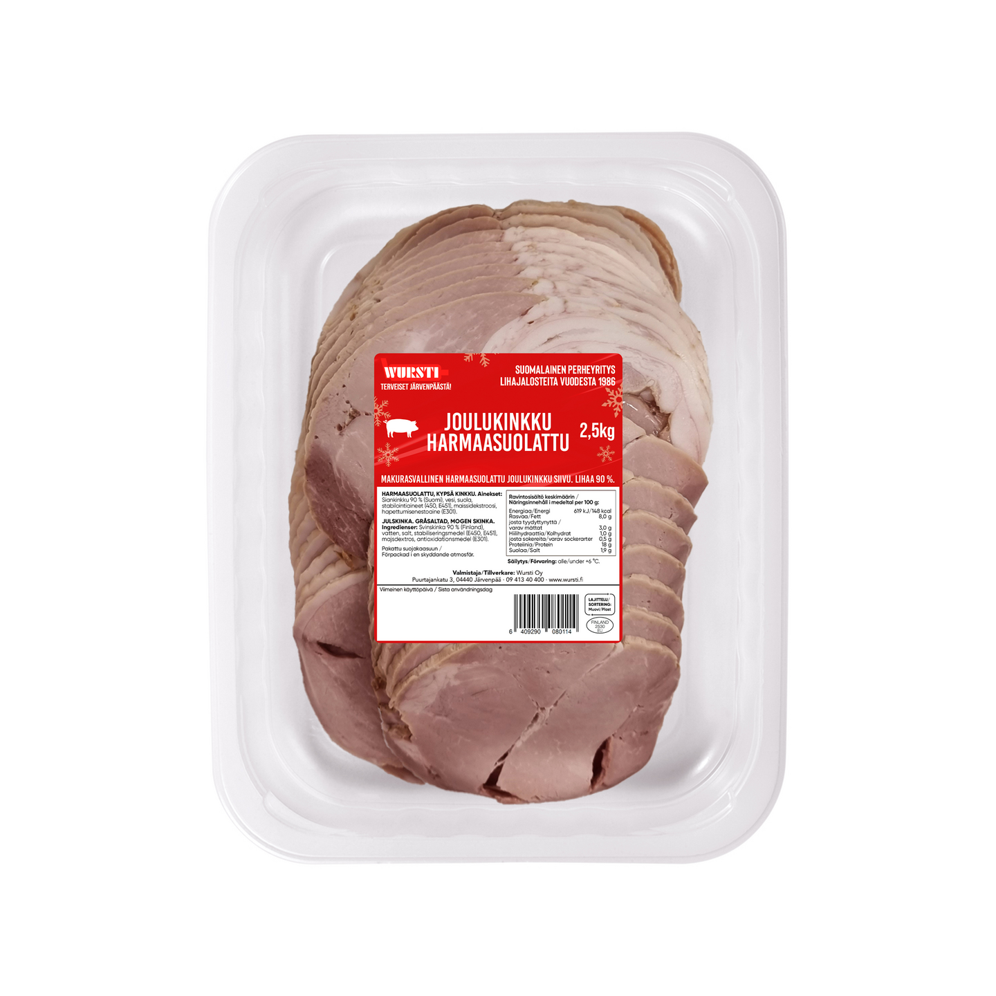 Wursti harmaasuolattu joulukinkku viipaloitu 2,5kg