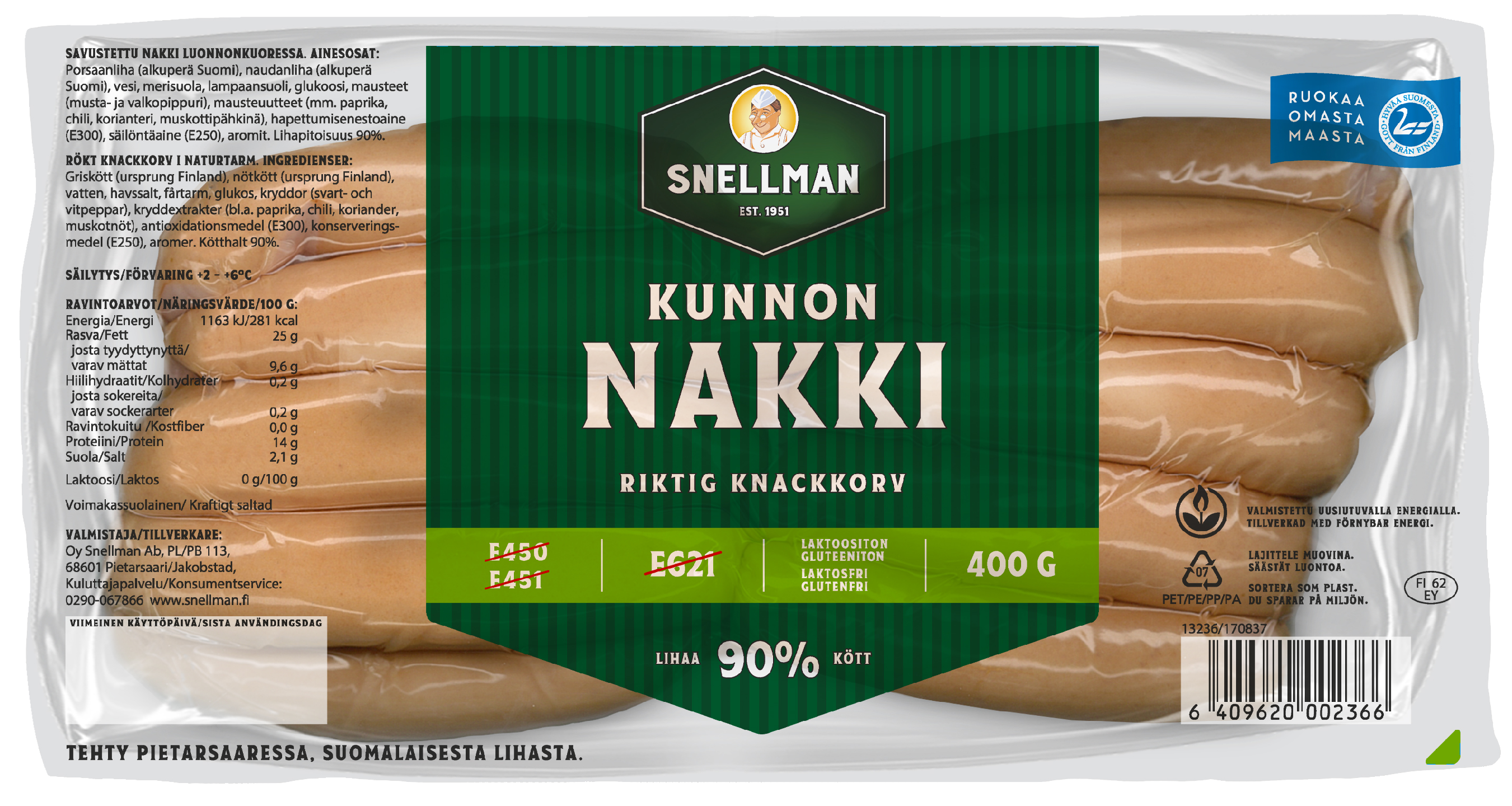 Snellman kunnon nakkimakkara 400g