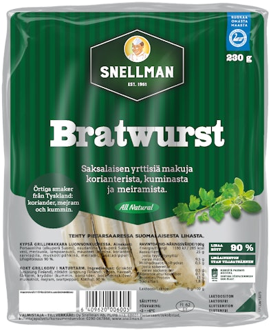 Snellman All Natural bratwurst 230g