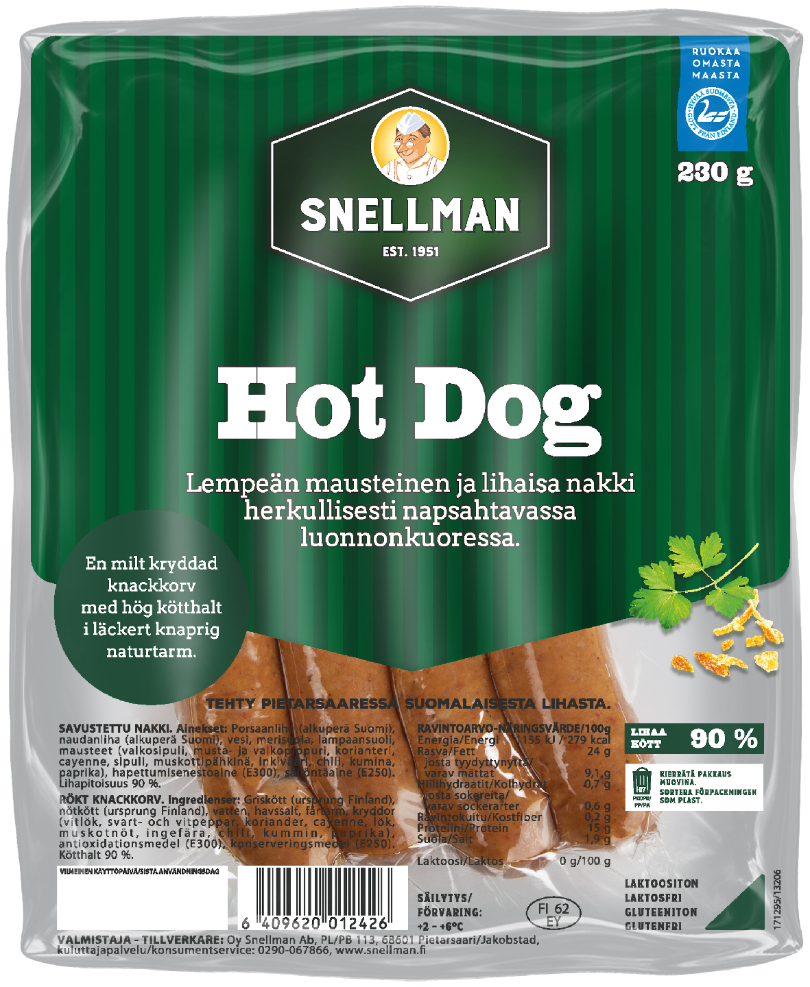 Snellman Street food hot dog gourmet 230g | K-Ruoka Verkkokauppa