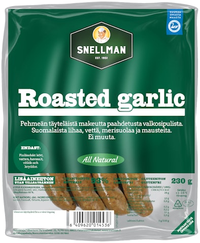 Snellman All Natural Roasted garlic grillimakkara 230g