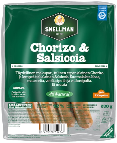 Snellman All Natural chorizo & salsiccia grillimakkara 230g
