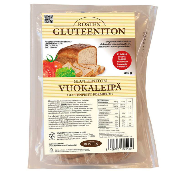 Rosten gluteeniton vuokaleipä 350g | K-Ruoka Verkkokauppa