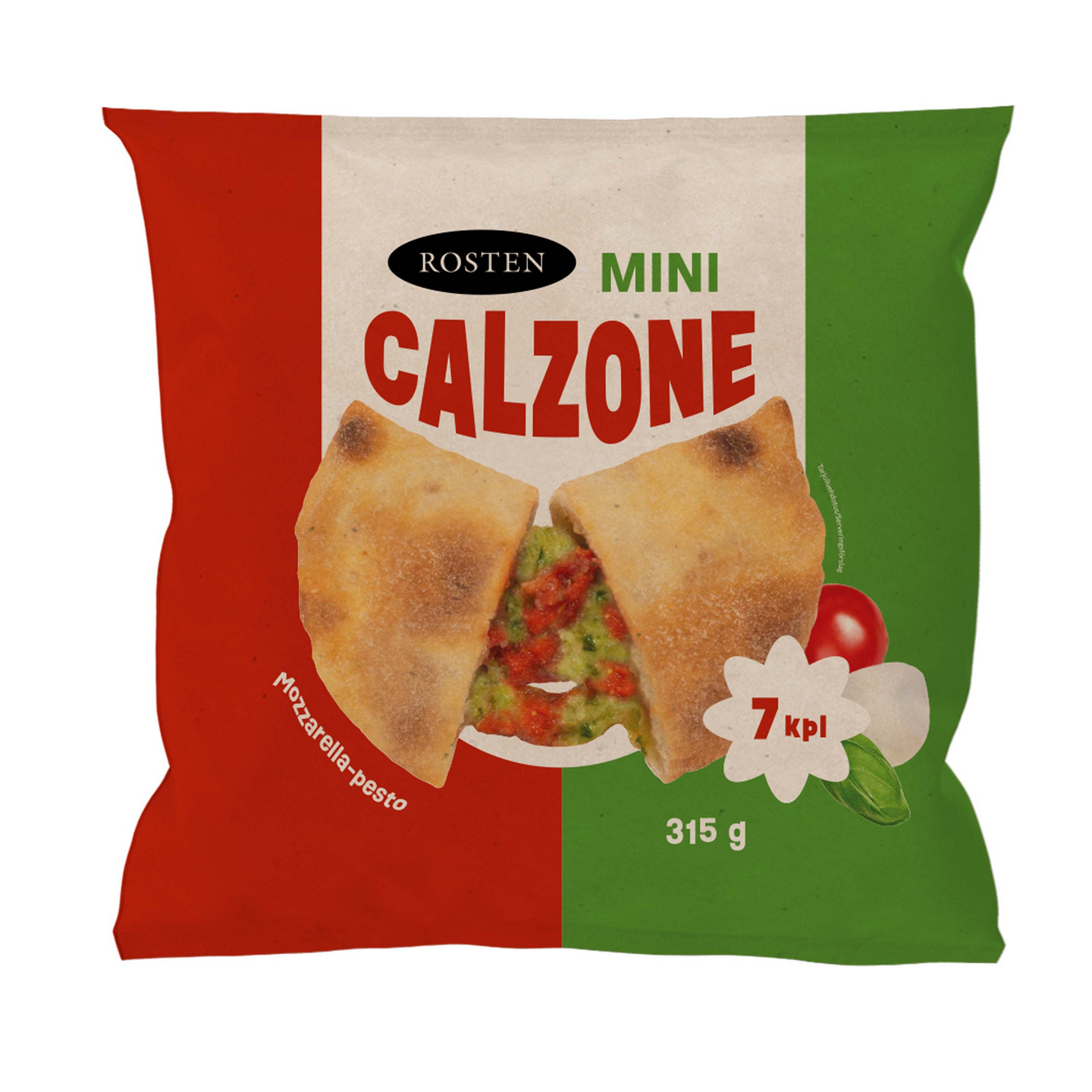 Rosten Mini Calzone Mozzarella-Pesto piirakka 7kpl/45g pakaste
