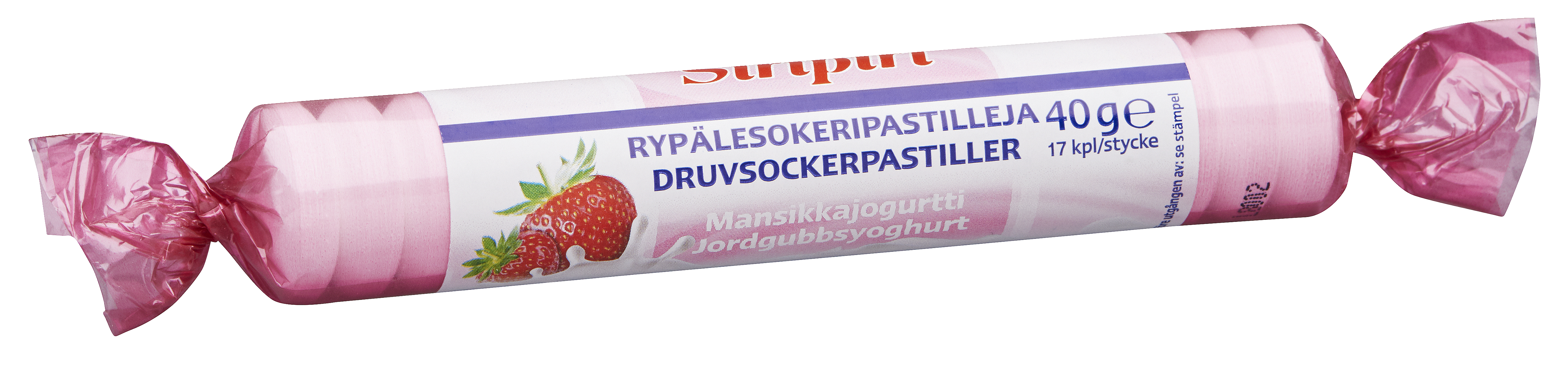 Siripiri Rypälesokeripastilli 40g mansikkajogurtti