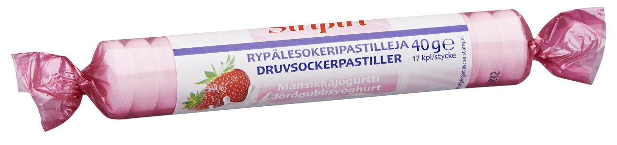 Siripiri Rypälesokeripastilli 40g mansikkajogurtti